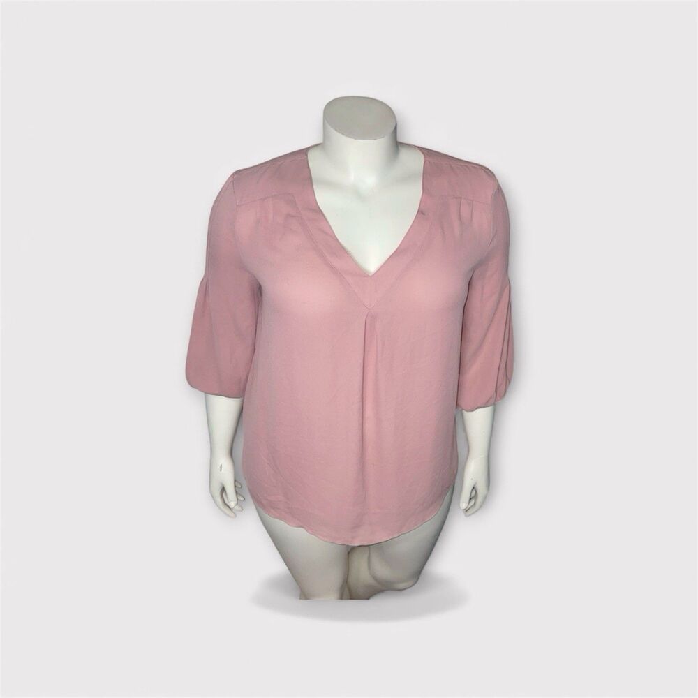 New York And Company Womens Blouse XL Pink Top Feminine Minimalist Chic Classic